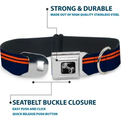 Dog Bone Seatbelt Buckle Collar - Racing Stripe Navy/Orange