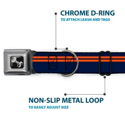 Dog Bone Seatbelt Buckle Collar - Racing Stripe Navy/Orange