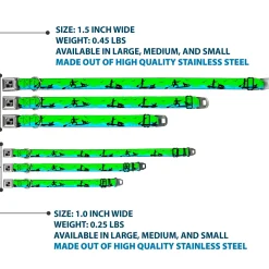 Dog Bone Seatbelt Buckle Collar - SUP w/Dog Neon Green/Blues/Black