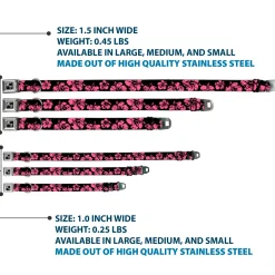 Dog Bone Seatbelt Buckle Collar - Hibiscus Weathered Black/Pink