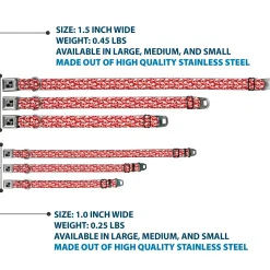 Dog Bone Seatbelt Buckle Collar - Skull Yard Red/White