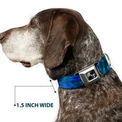 Dog Bone Seatbelt Buckle Collar - Tie Dye Green/Blue/Purple