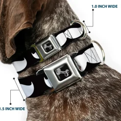 Dog Bone Seatbelt Buckle Collar - Mustache Black/White