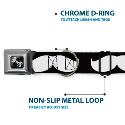 Dog Bone Seatbelt Buckle Collar - Mustache Black/White