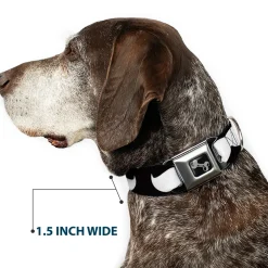 Dog Bone Seatbelt Buckle Collar - Mustache Black/White