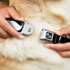 Dog Bone Seatbelt Buckle Collar - Mustache Black/White
