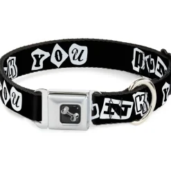 Dog Bone Seatbelt Buckle Collar - Punk You Black/White