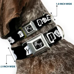 Dog Bone Seatbelt Buckle Collar - Punk You Black/White