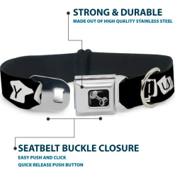Dog Bone Seatbelt Buckle Collar - Punk You Black/White