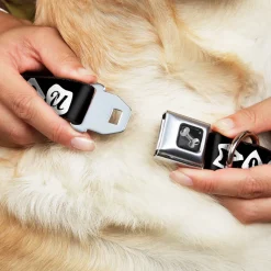 Dog Bone Seatbelt Buckle Collar - Punk You Black/White