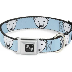 Dog Bone Seatbelt Buckle Collar - Polar Bear Repeat Baby Blue