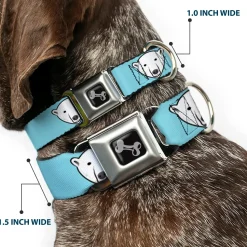 Dog Bone Seatbelt Buckle Collar - Polar Bear Repeat Baby Blue