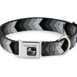 Dog Bone Seatbelt Buckle Collar - Chevron Weathered Black/Grays