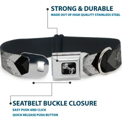 Dog Bone Seatbelt Buckle Collar - Chevron Weathered Black/Grays