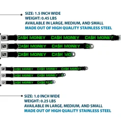 Dog Bone Seatbelt Buckle Collar - CA$H MONEY Black/Green