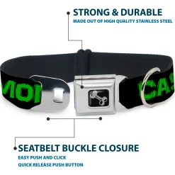 Dog Bone Seatbelt Buckle Collar - CA$H MONEY Black/Green