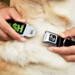 Dog Bone Seatbelt Buckle Collar - CA$H MONEY Black/Green