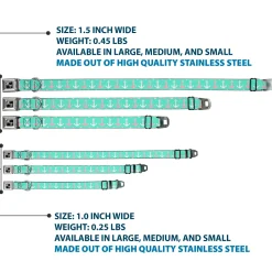 Dog Bone Seatbelt Buckle Collar - Anchor2 CLOSE-UP Green/Pink/White