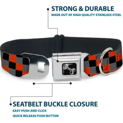Dog Bone Seatbelt Buckle Collar - Checker Trio Gray/Black/Red