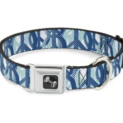 Dog Bone Seatbelt Buckle Collar - Peace Dots White/Blue
