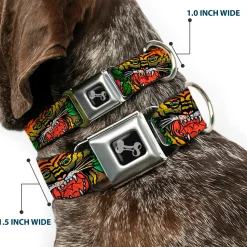 Dog Bone Seatbelt Buckle Collar - Death Before Dishonor CLOSE-UP Olive