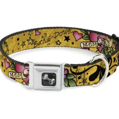 Dog Bone Seatbelt Buckle Collar - Mom & Dad Yellow
