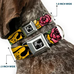 Dog Bone Seatbelt Buckle Collar - Mom & Dad Yellow