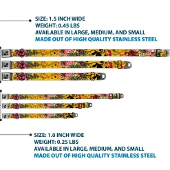 Dog Bone Seatbelt Buckle Collar - Mom & Dad Yellow