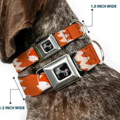 Dog Bone Seatbelt Buckle Collar - Fox Face/Tail Orange/Natural