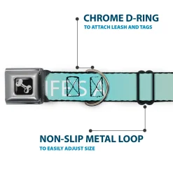 Dog Bone Seatbelt Buckle Collar - Flip Flops7 LIFE'S A BEACH Tan/Aqua/White