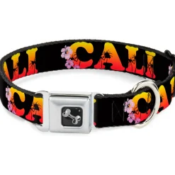 Dog Bone Seatbelt Buckle Collar - CALI Tropical Black/Multi Color