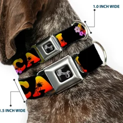 Dog Bone Seatbelt Buckle Collar - CALI Tropical Black/Multi Color