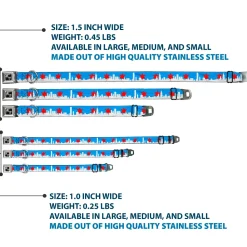 Dog Bone Seatbelt Buckle Collar - Chicago Skyline/Flag Distressed Black/White/Red