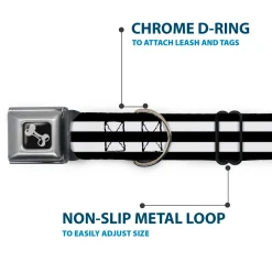 Dog Bone Seatbelt Buckle Collar - Stripes 3Black/2White