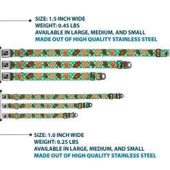 Dog Bone Seatbelt Buckle Collar - Fried Chicken & Waffles Plaid White/Green