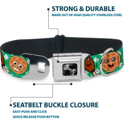 Dog Bone Seatbelt Buckle Collar - Fried Chicken & Waffles Plaid White/Green