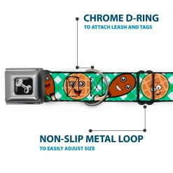Dog Bone Seatbelt Buckle Collar - Fried Chicken & Waffles Plaid White/Green