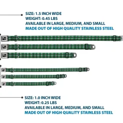 Dog Bone Seatbelt Buckle Collar - Mini Houndstooth Green/Black/Gray