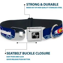 Dog Bone Seatbelt Buckle Collar - Colorado Trout Flag Blue/White/Red/Yellow