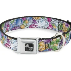 Dog Bone Seatbelt Buckle Collar - Gems Stacked Multi Color