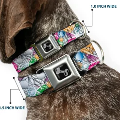Dog Bone Seatbelt Buckle Collar - Gems Stacked Multi Color