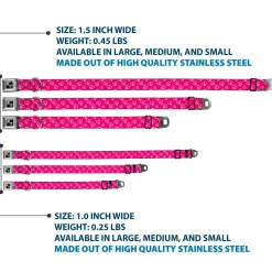 Dog Bone Seatbelt Buckle Collar - Mini Peace Hearts Fuchsia/White