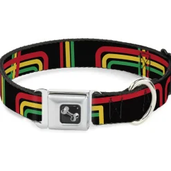 Dog Bone Seatbelt Buckle Collar - Maze Lines Black/Rasta