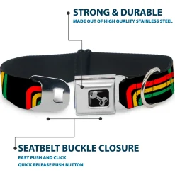 Dog Bone Seatbelt Buckle Collar - Maze Lines Black/Rasta