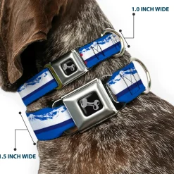 Dog Bone Seatbelt Buckle Collar - Colorado Skier4/Mountains Blues/White/Red/Yellow