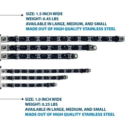 Dog Bone Seatbelt Buckle Collar - Zodiac Gemini Symbol/Constellations Black/White