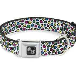 Dog Bone Seatbelt Buckle Collar - Leopard White/Multi Color