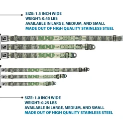 Dog Bone Seatbelt Buckle Collar - 100 Dollar Bill CLOSE-UP/Triple Benjamin