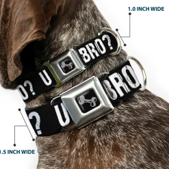 Dog Bone Seatbelt Buckle Collar - U MAD BRO? Weathered Black/White