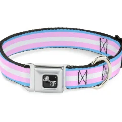 Dog Bone Seatbelt Buckle Collar - Flag Transgender Baby Blue/Baby Pink/White